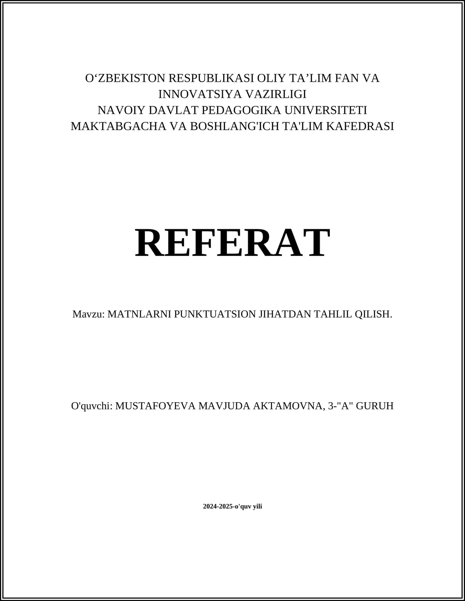MATNLARNI PUNKTUATSION JIHATDAN TAHLIL QILISH 1