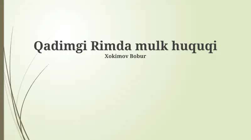 Qadimgi Rimda mulk huquqi 1