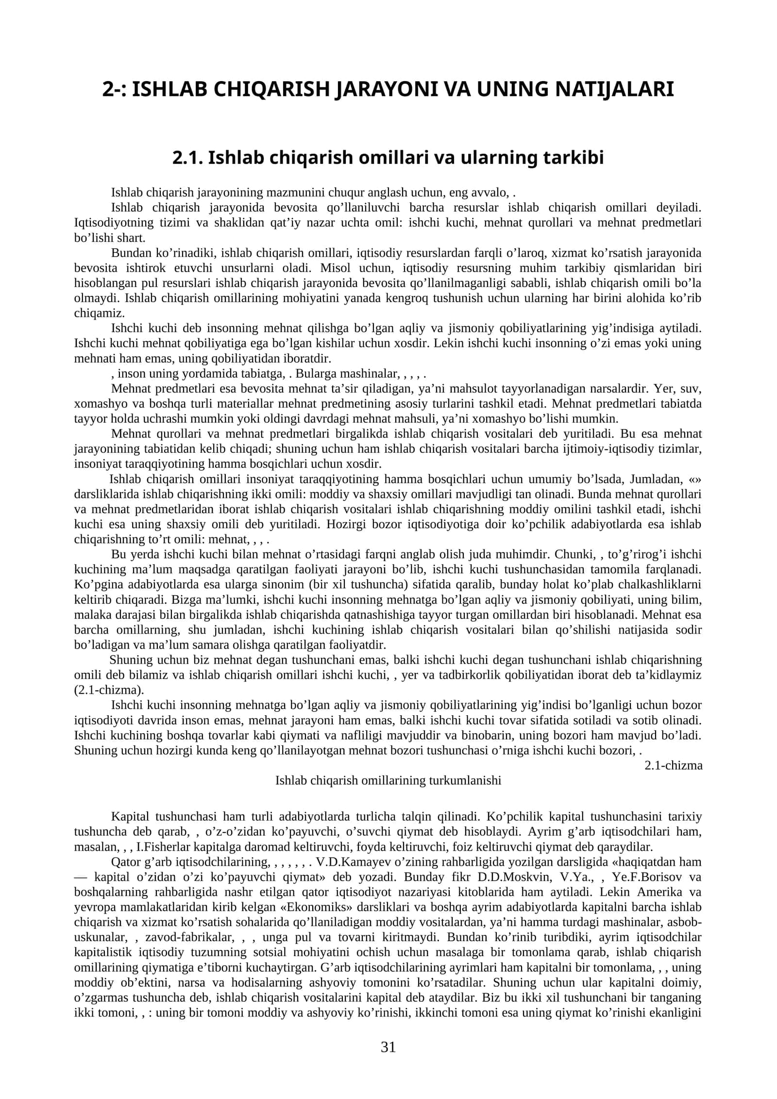 Ishlab chiqarish jarayoni va uning natijalari 1
