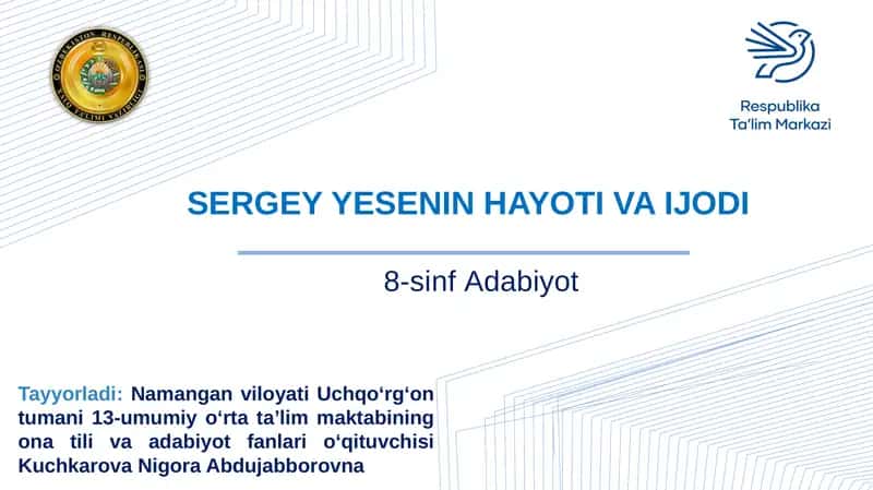 SERGEY YESENIN HAYOTI VA IJODI 1