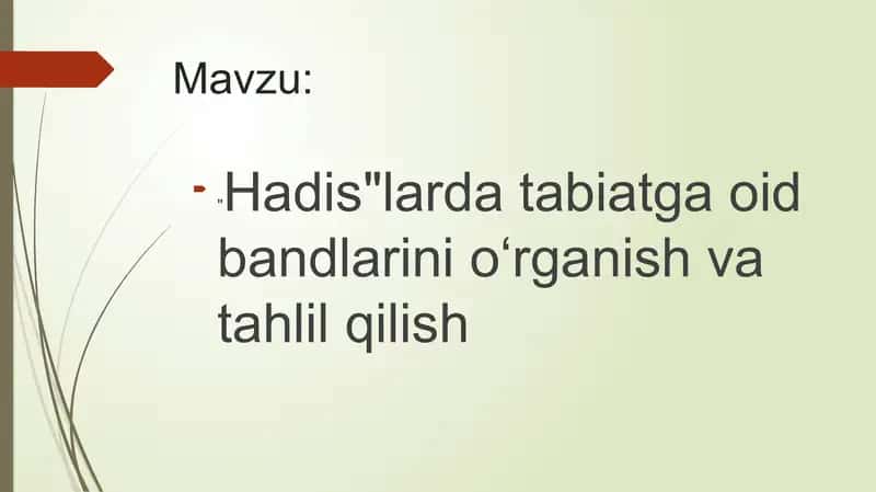 Hadislarda  tabiatiga oid bandlarini o'rganish va tahlil qilish 1