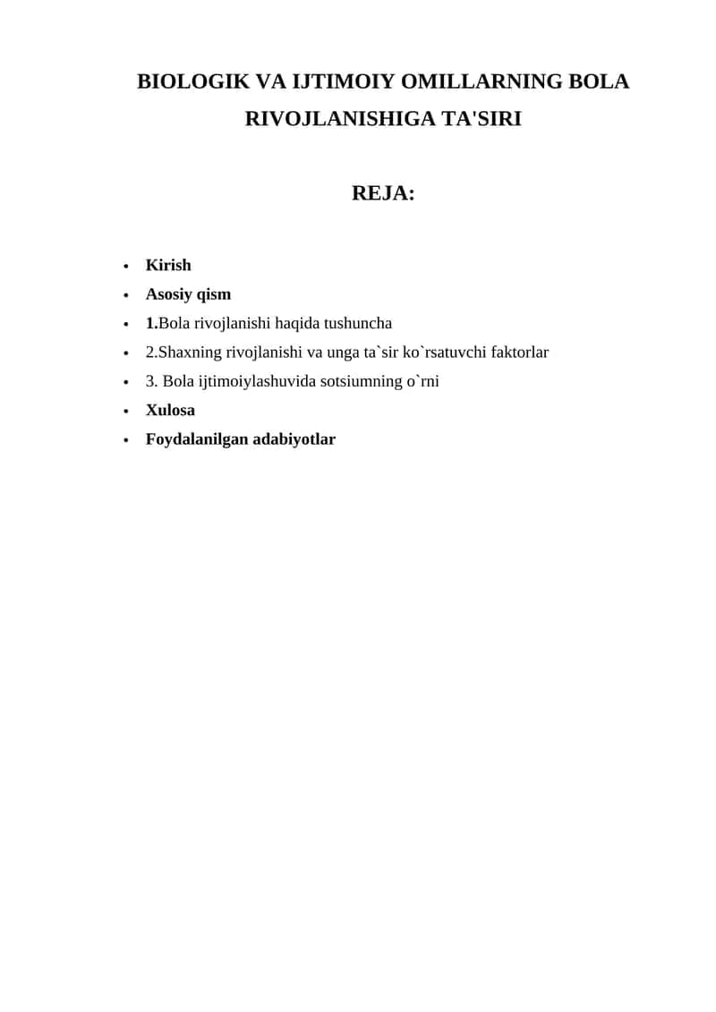 BIOLOGIK VA IJTIMOIY OMILLARNING BOLA RIVOJLANISHIGA TA'SIRI 1