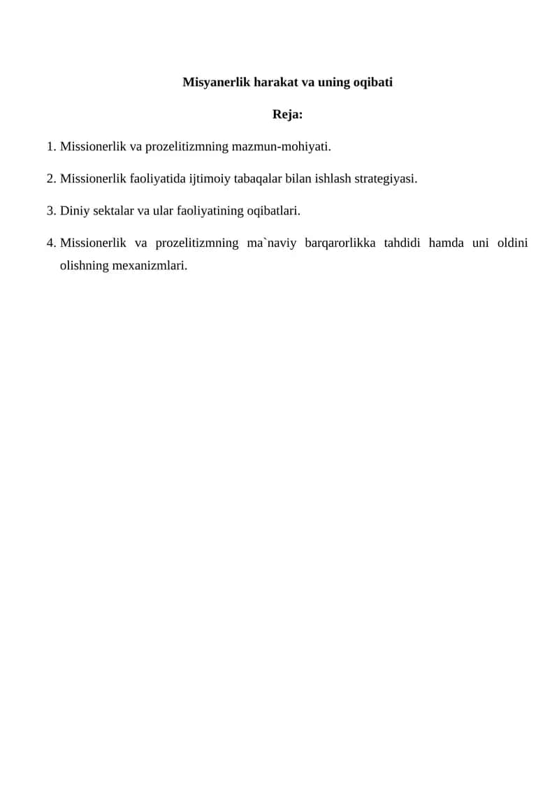 Missionerlik harakati va uning oqibati 1