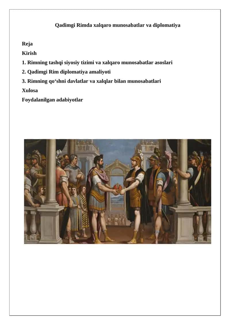 Qadimgi Rimda xalqaro munosabatlar va diplomatiya 1