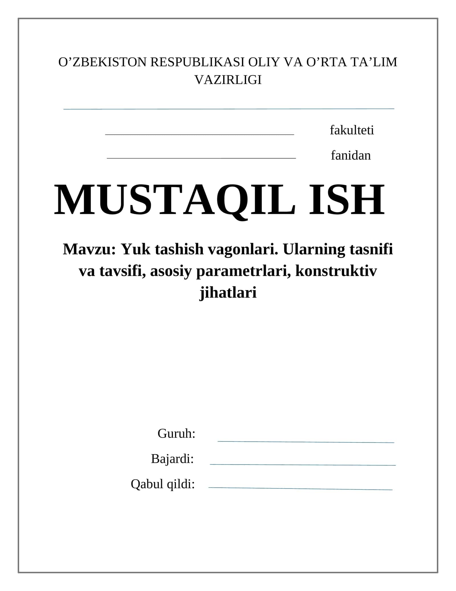 Yuk tashish vagonlari 1