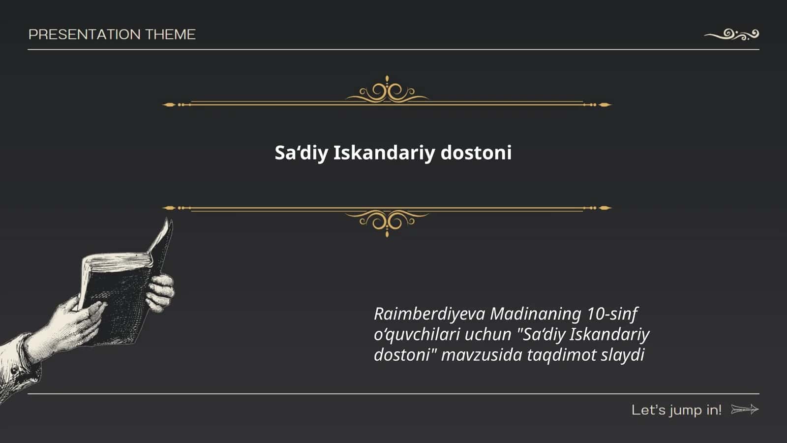 Саъдий Искандарий дostoni 1