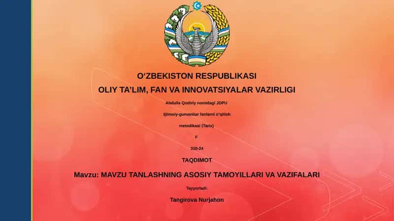 Ijtimoiy-gumanitar fanlarni o’qitish metodikasi (Tarix) 1