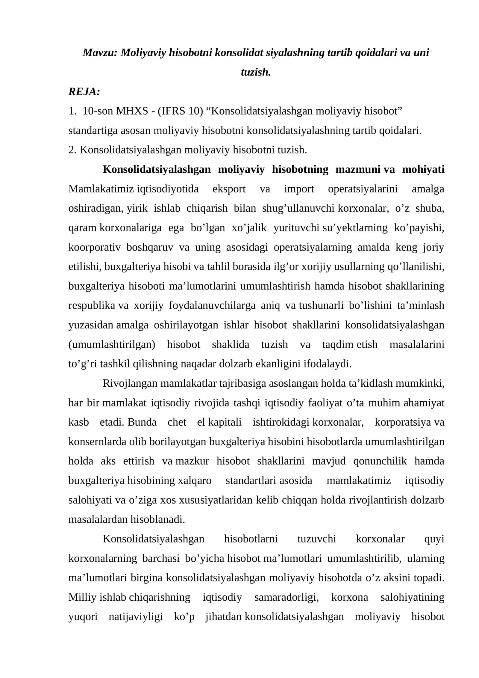 Konsolidatsiyalashgan moliyaviy hisobot 1