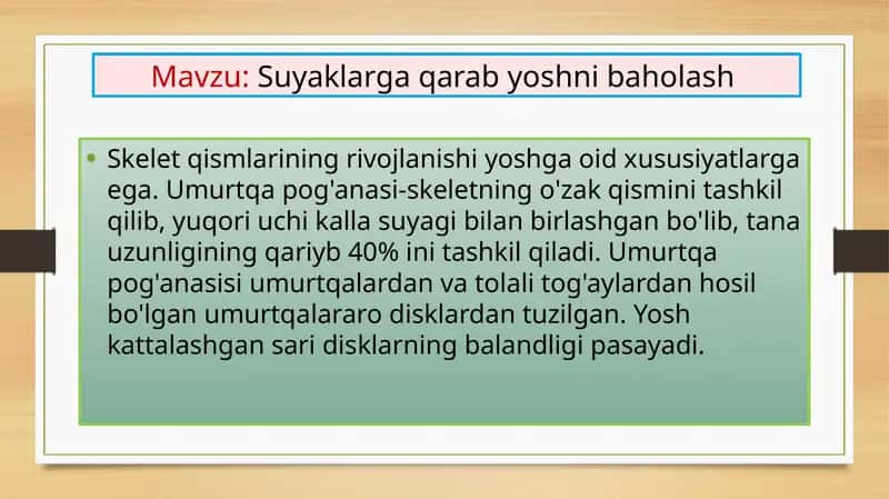 Suyaklarga qarab yoshni baholash 1