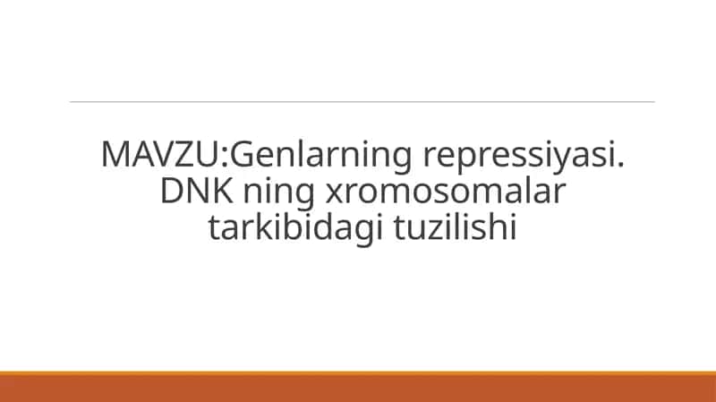 Genlarning repressiyasi 1