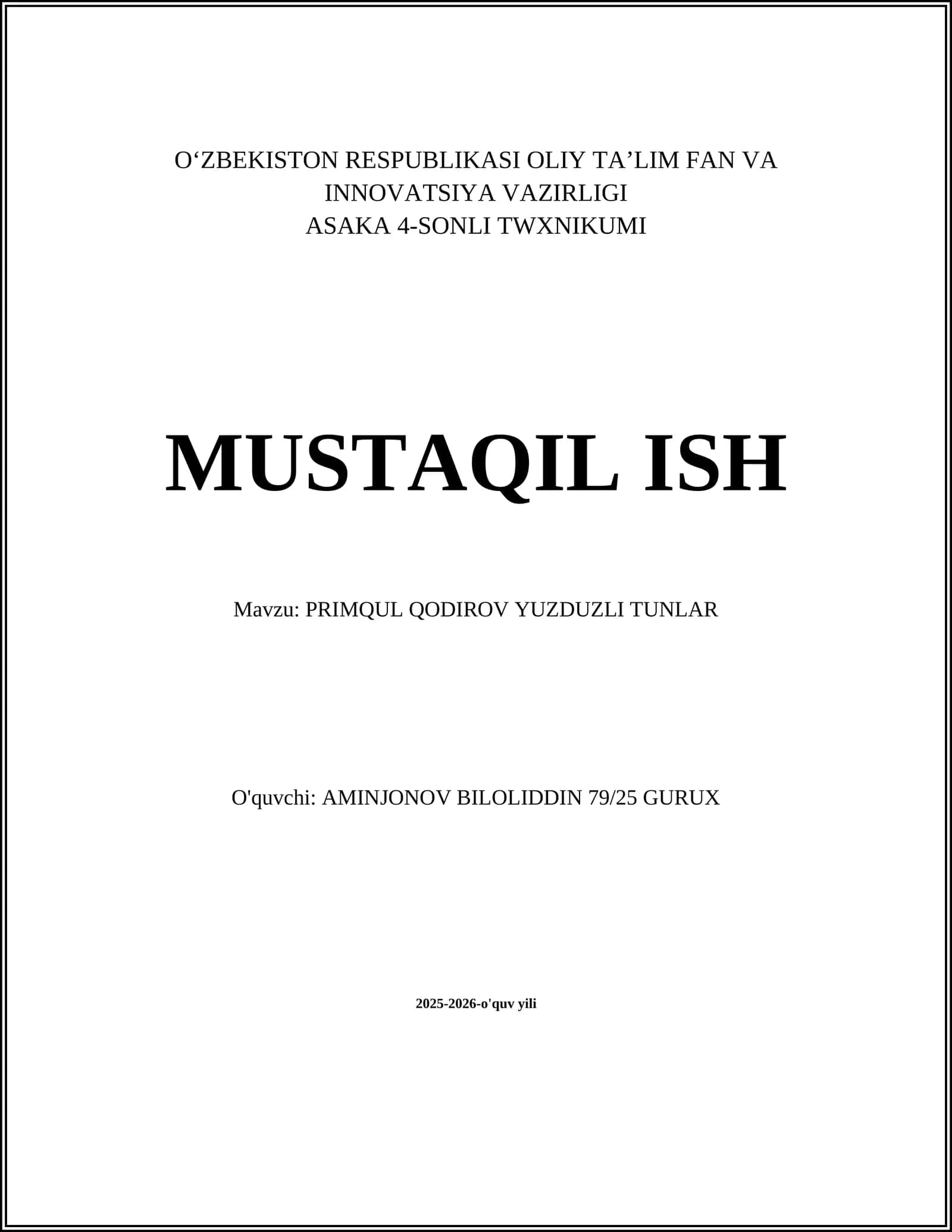 Yulduzli tunlar 1