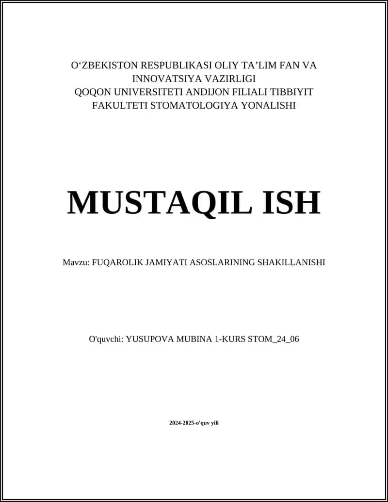 FUQAROLIK JAMIYATI ASOSLARINING SHAKILLANISHI 1