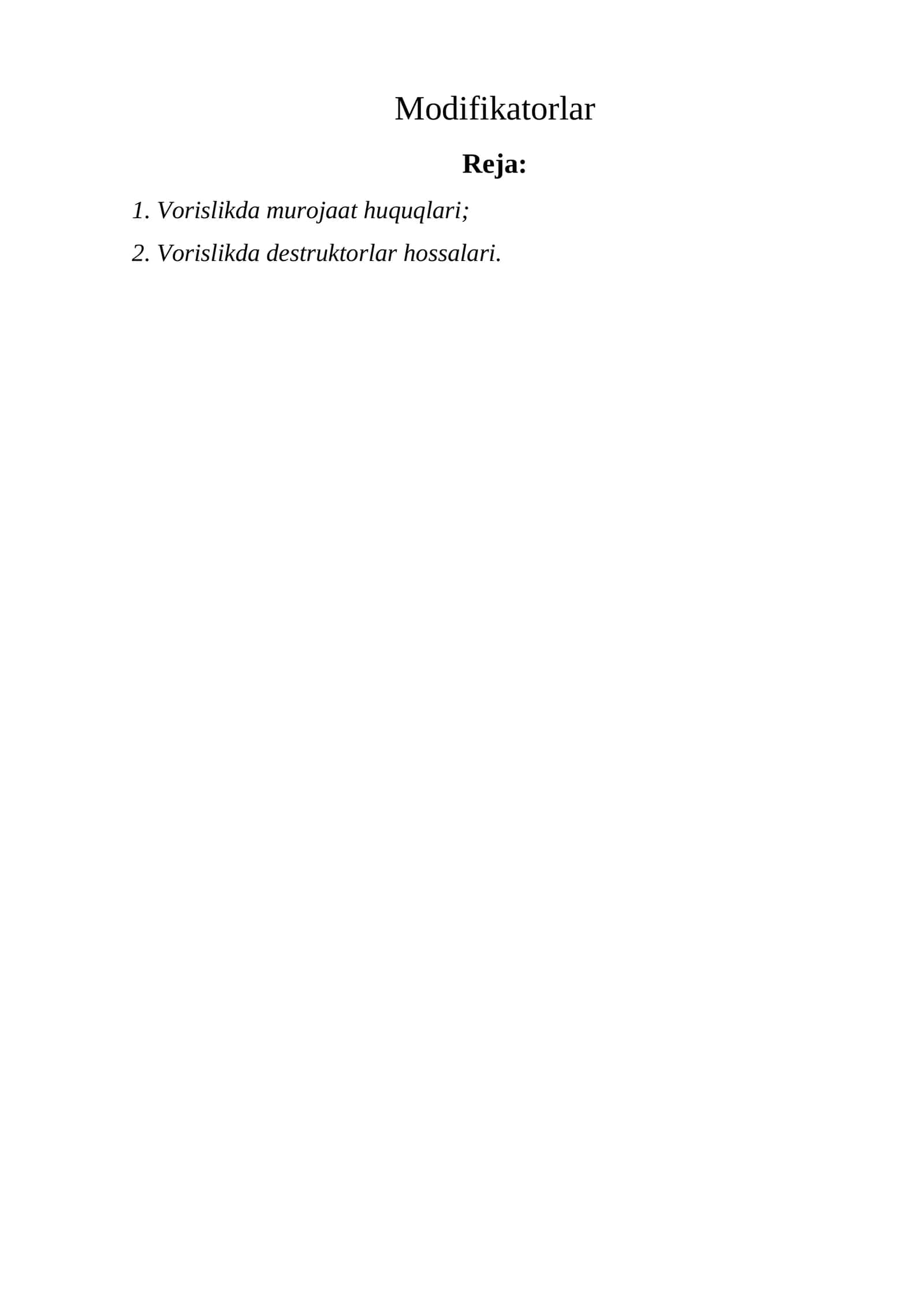 Modifikatorlar 1