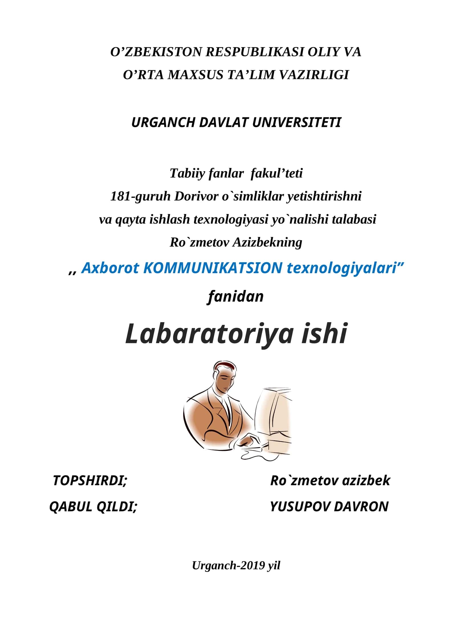 Ms Exsel dasturi funksiyalari va formulalari bilan ishlash usullarini o’rganish 1