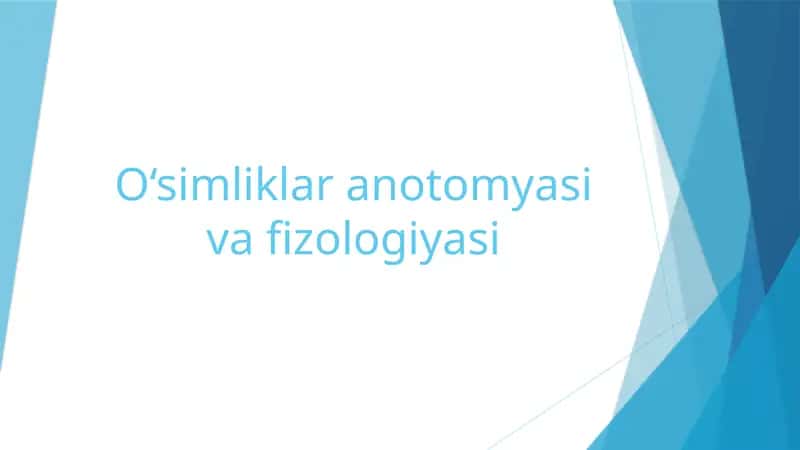 O‘simliklar anotomyasi va fizologiyasi 1