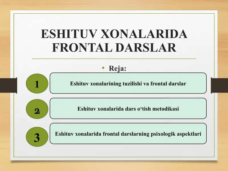ESHITUV XONALARIDA FRONTAL DARSLAR 1