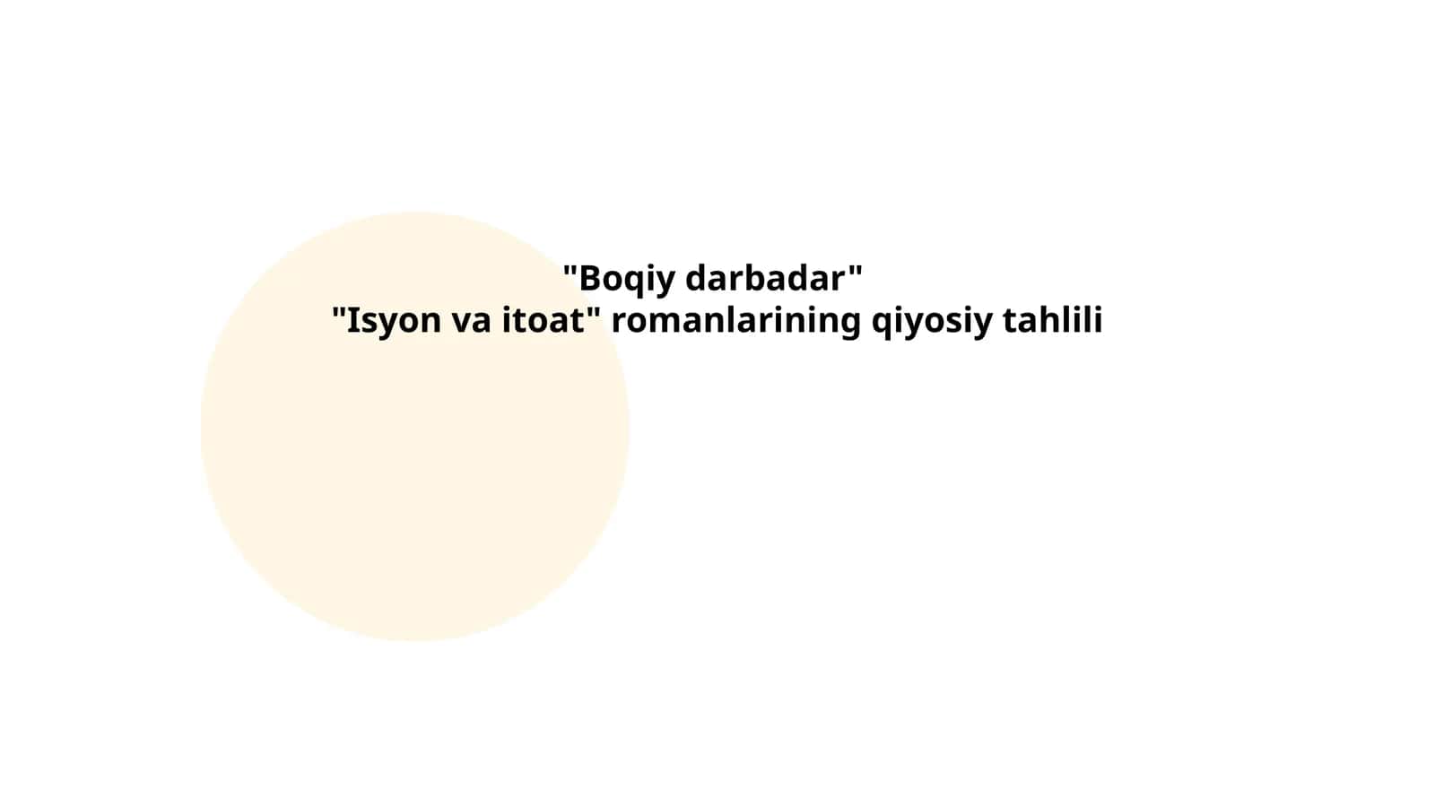"Boqiy darbadar" va "Isyon va itoat" romanlarining qiyosiy tahlili 1