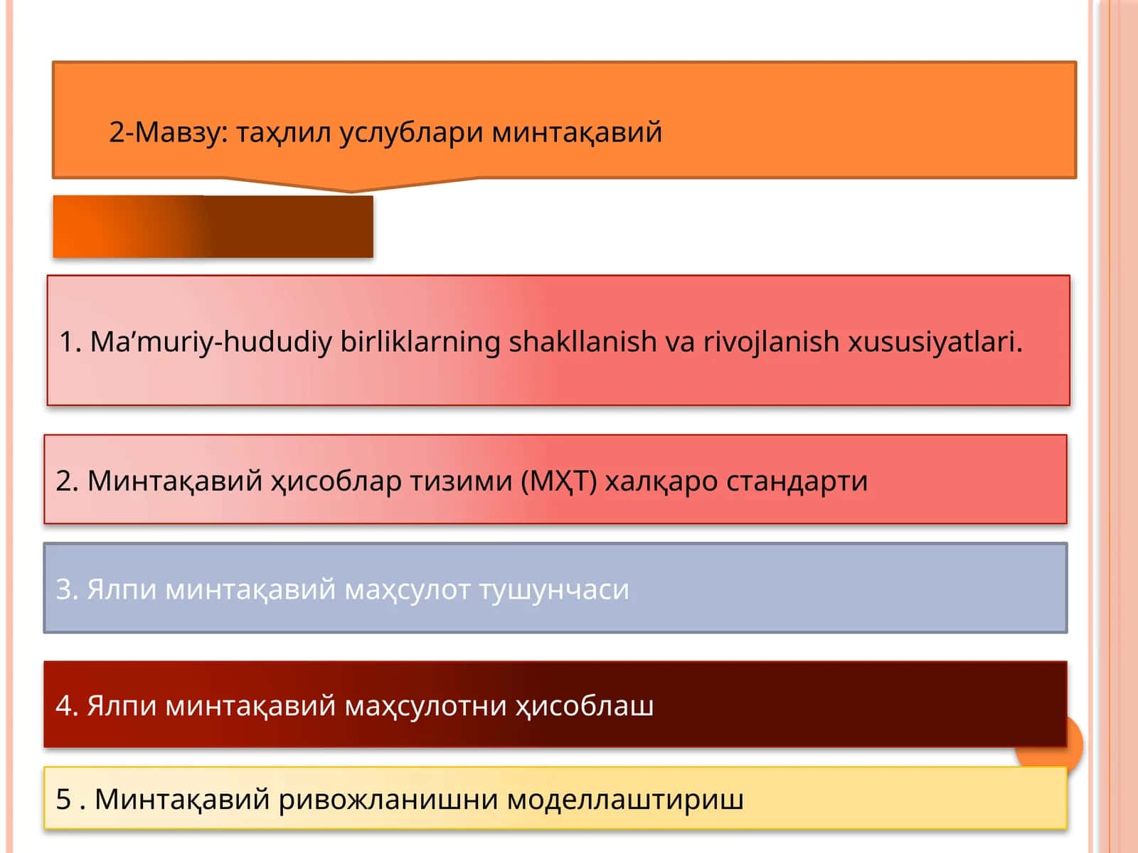 Минтақавий ҳисоблар тизими (МҲТ) 1