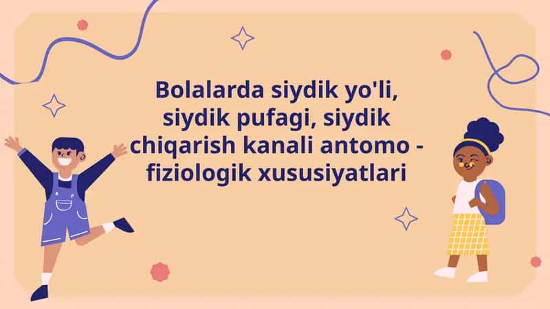 Bolalarda siydik yo'li, siydik pufagi, siydik chiqarish kanali antomo - fiziologik xususiyatlari 1