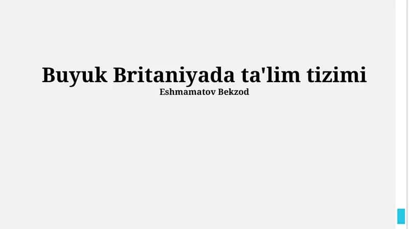 Boshlang'ich ta'lim Britaniyada 1