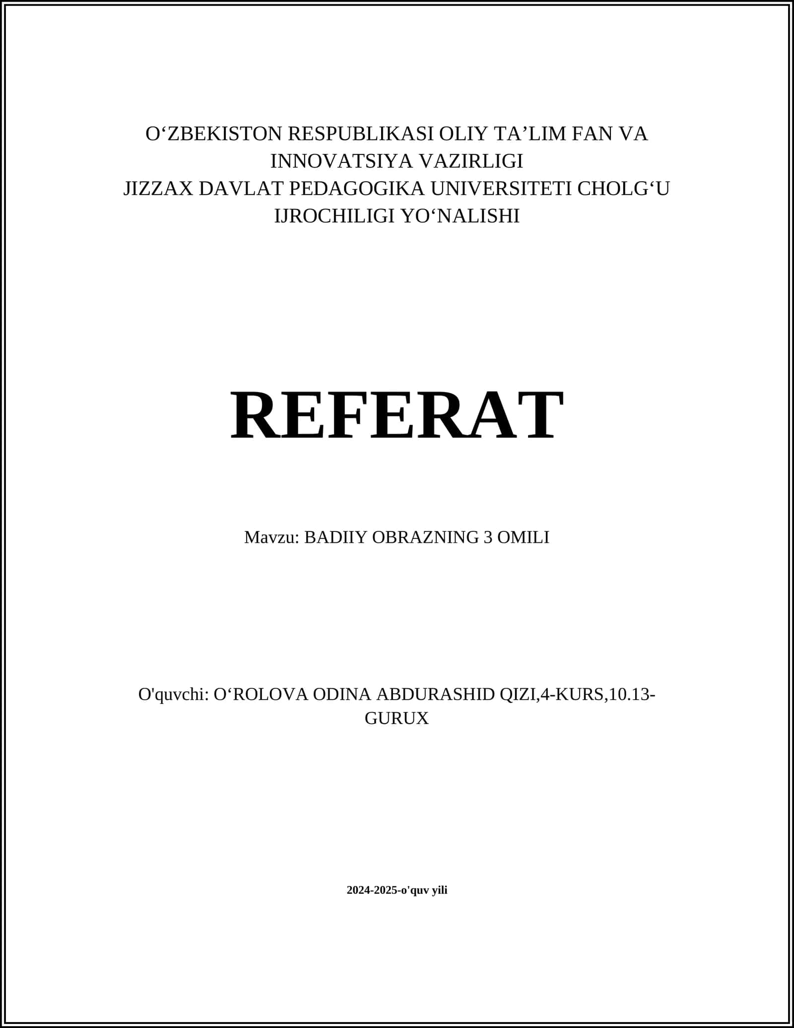 Badiiy Obrazning 3 Omili (Referat) 1