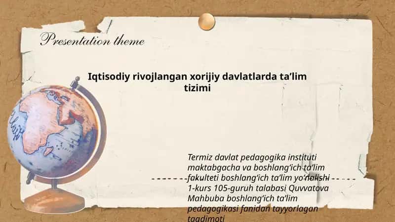 Boshlangʻich taʼlim pedagogikasi fanidan tayyorlagan taqdimot 1