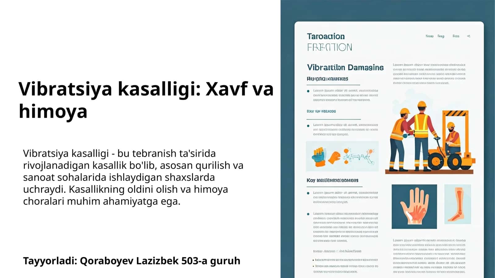 Vibratsiya kasalligi: Xavf va himoya 1
