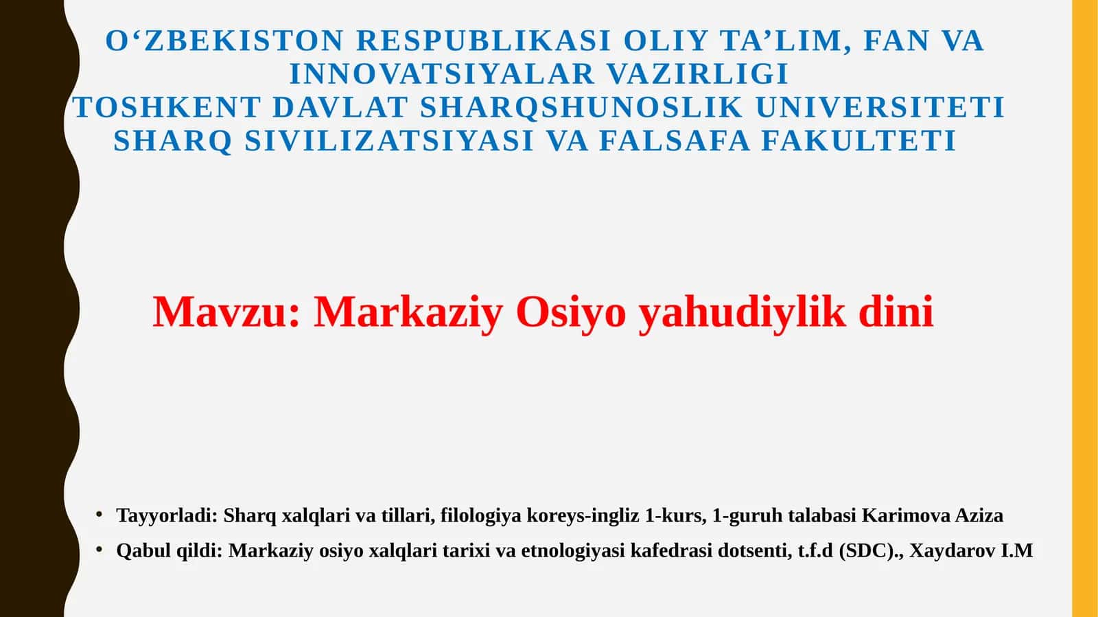 Markaziy Osiyoyahudiylik dini 1
