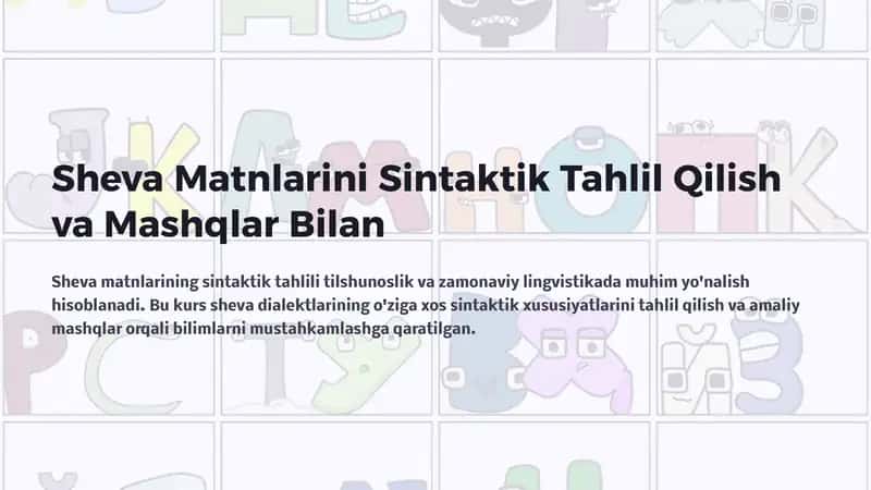 Sheva Matnlarini Sintaktik Tahlil Qilish va Mashqlar Bilan 1