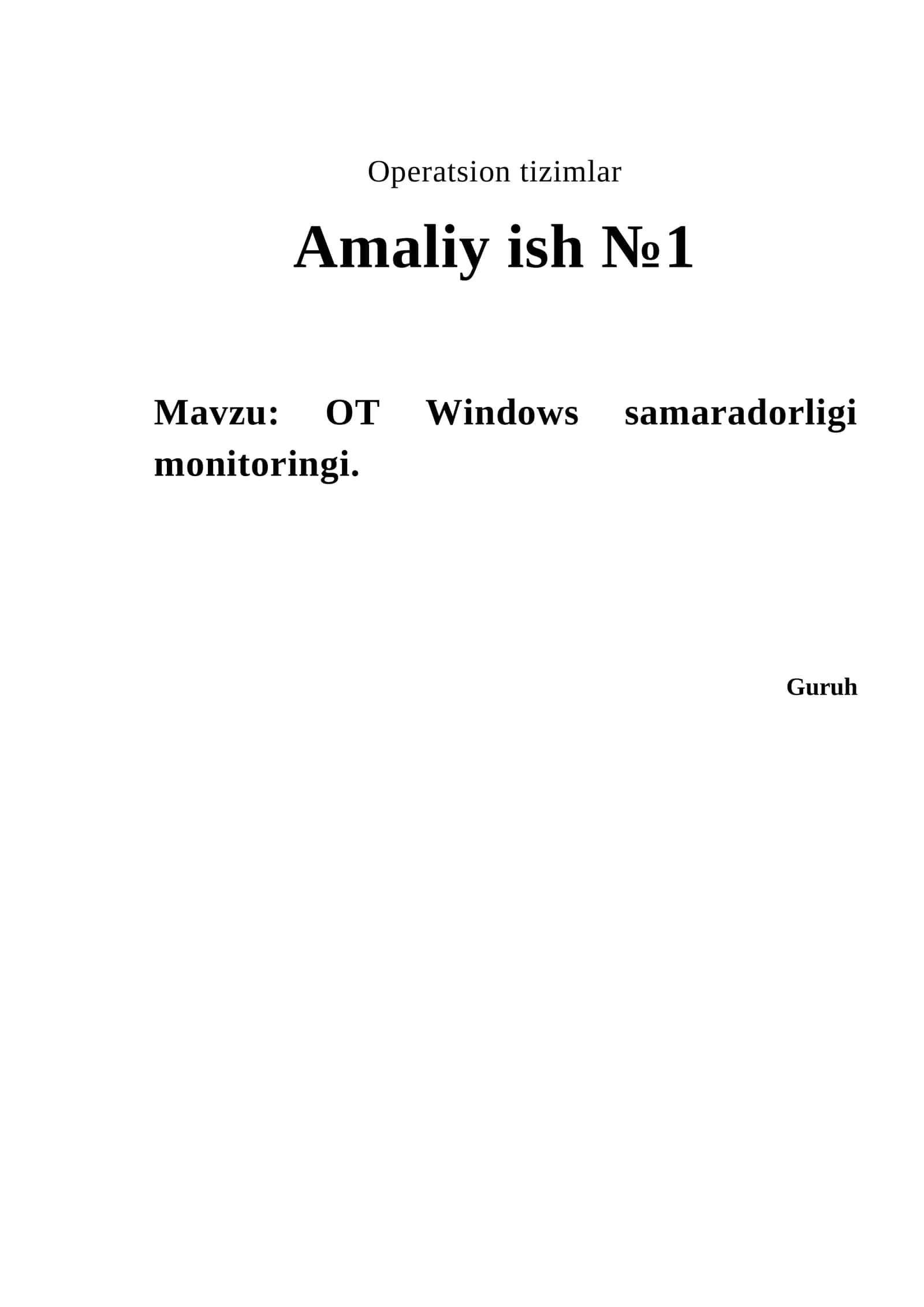 OT Windows samaradorligi monitoringi 1