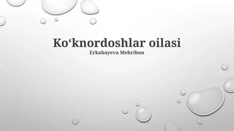 Koʻknordoshlar oilasi 1
