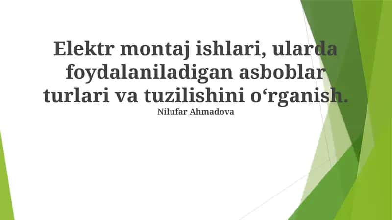Elektr montaj ishlari 1