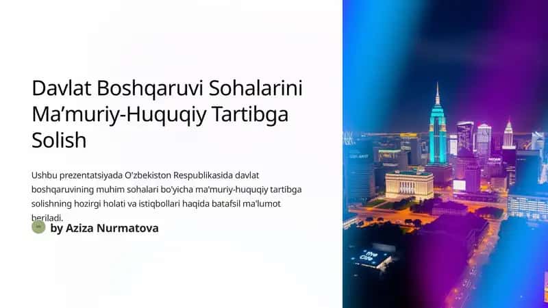 Davlat Boshqaruvi Sohalarini Maʼmuriy-Huquqiy Tartibga Solish 1