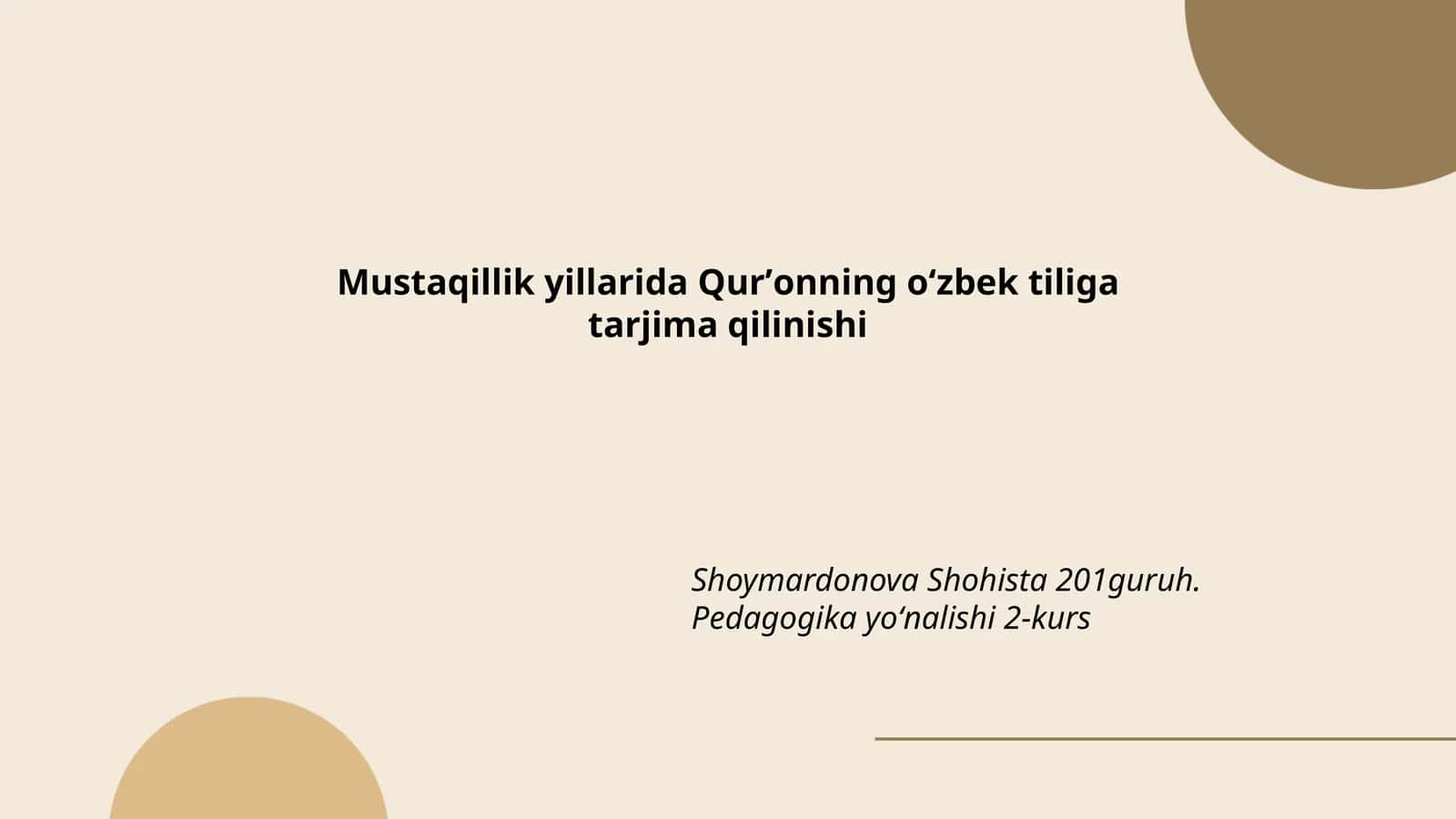 Mustaqillik yillarida Qurʼonning oʻzbek tiliga tarjima qilinishi 1
