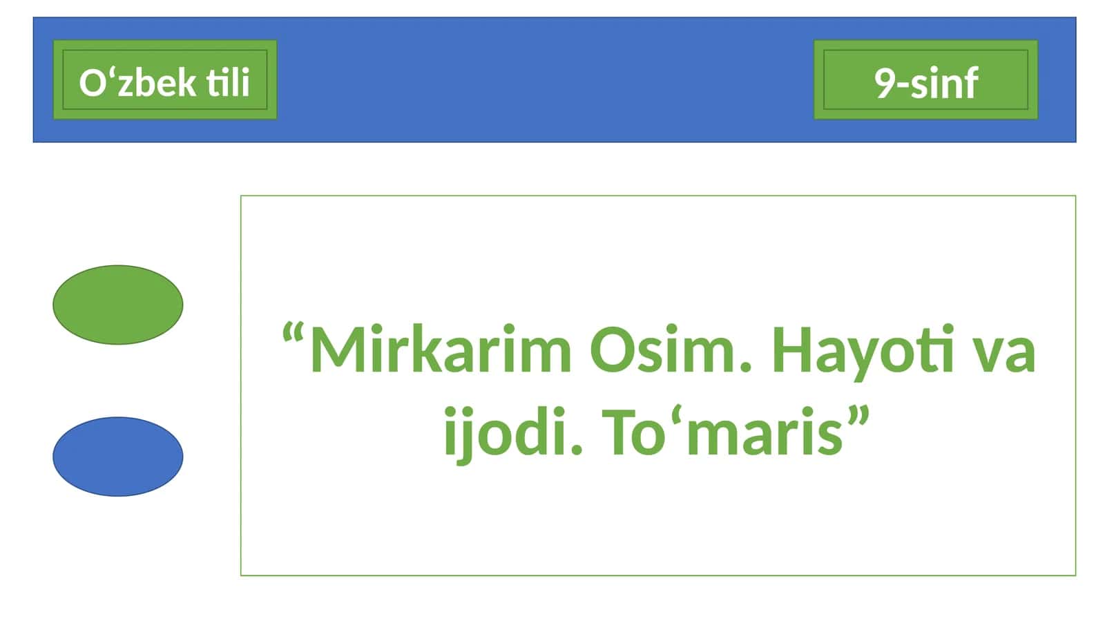Mirkarim Osim. Hayoti va ijodi. To‘maris 1
