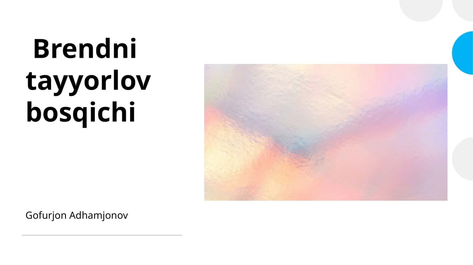 Brendni tayyorlov bosqichi 1