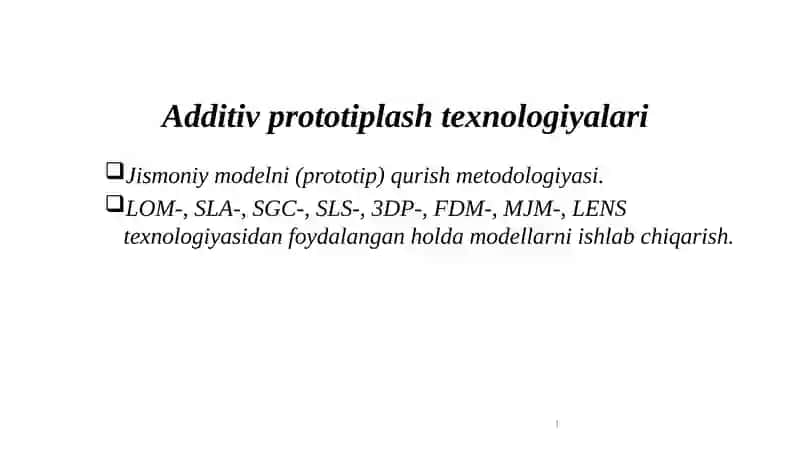 Tezprototiplash va ishlab chiqarish metodologiyasi