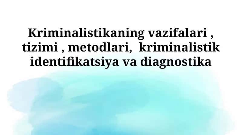 Kriminalistika 1