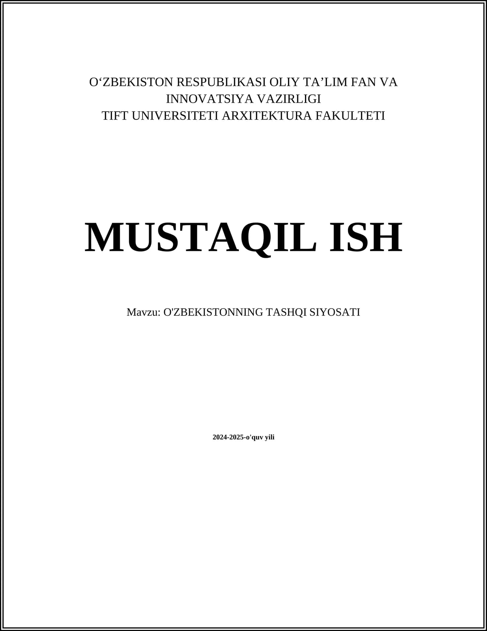 O'ZBEKISTONNING TASHQI SIYOSATI 1