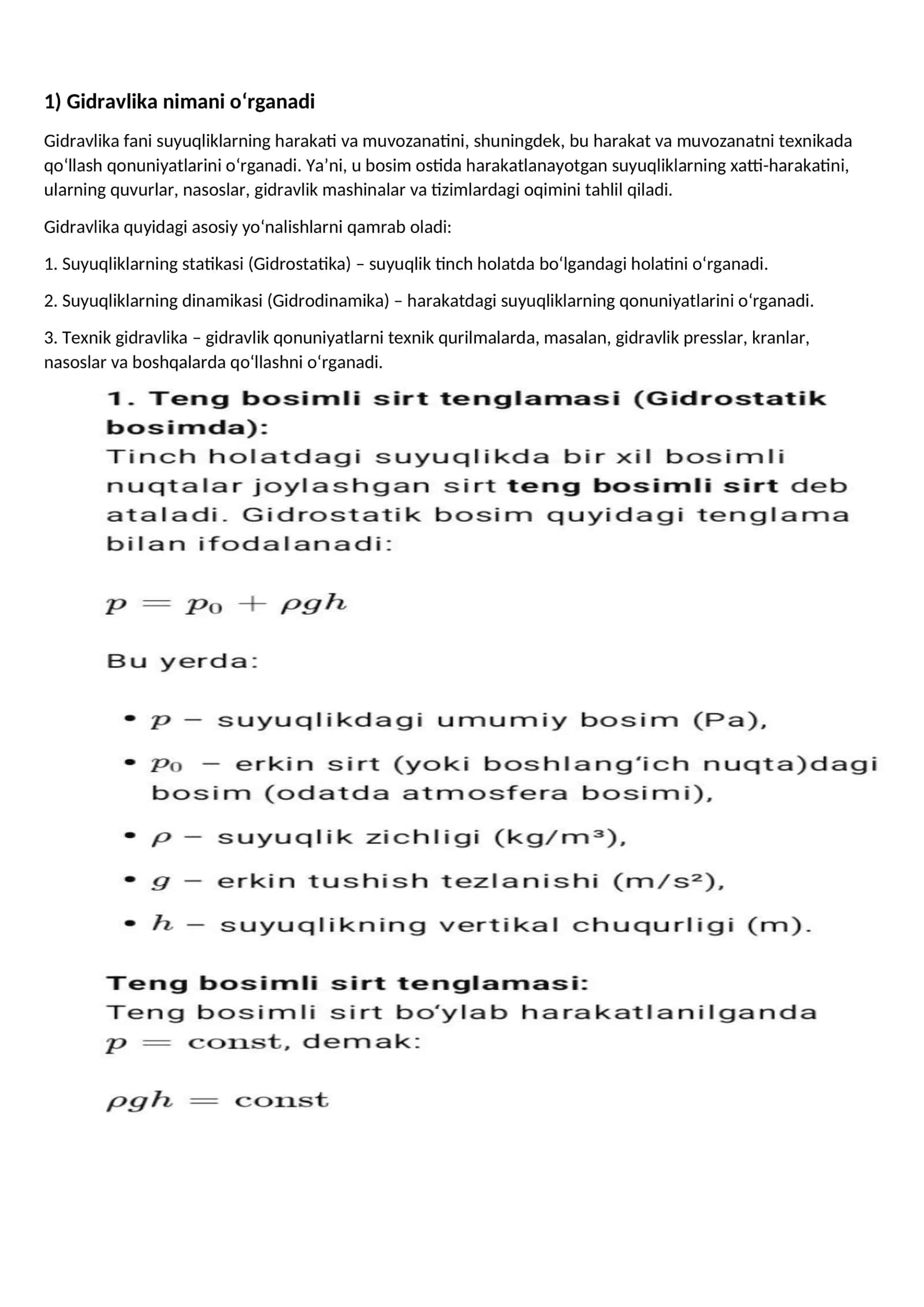 Gidravlika nimani oʻrganadi 1