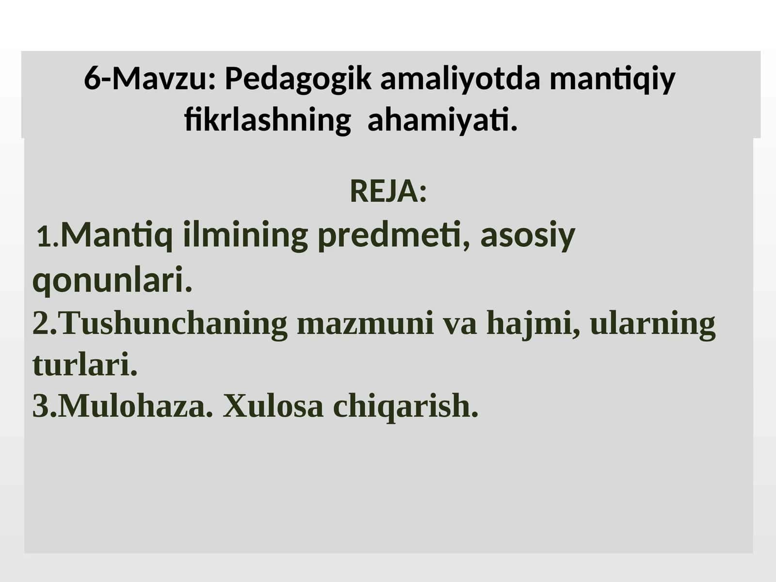 Mantiq ilmining predmeti, asosiy qonunlari 1