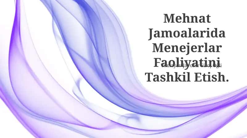 Mehnat Jamoalarida Menejerlar Faoliyatini Tashkil Etish 1
