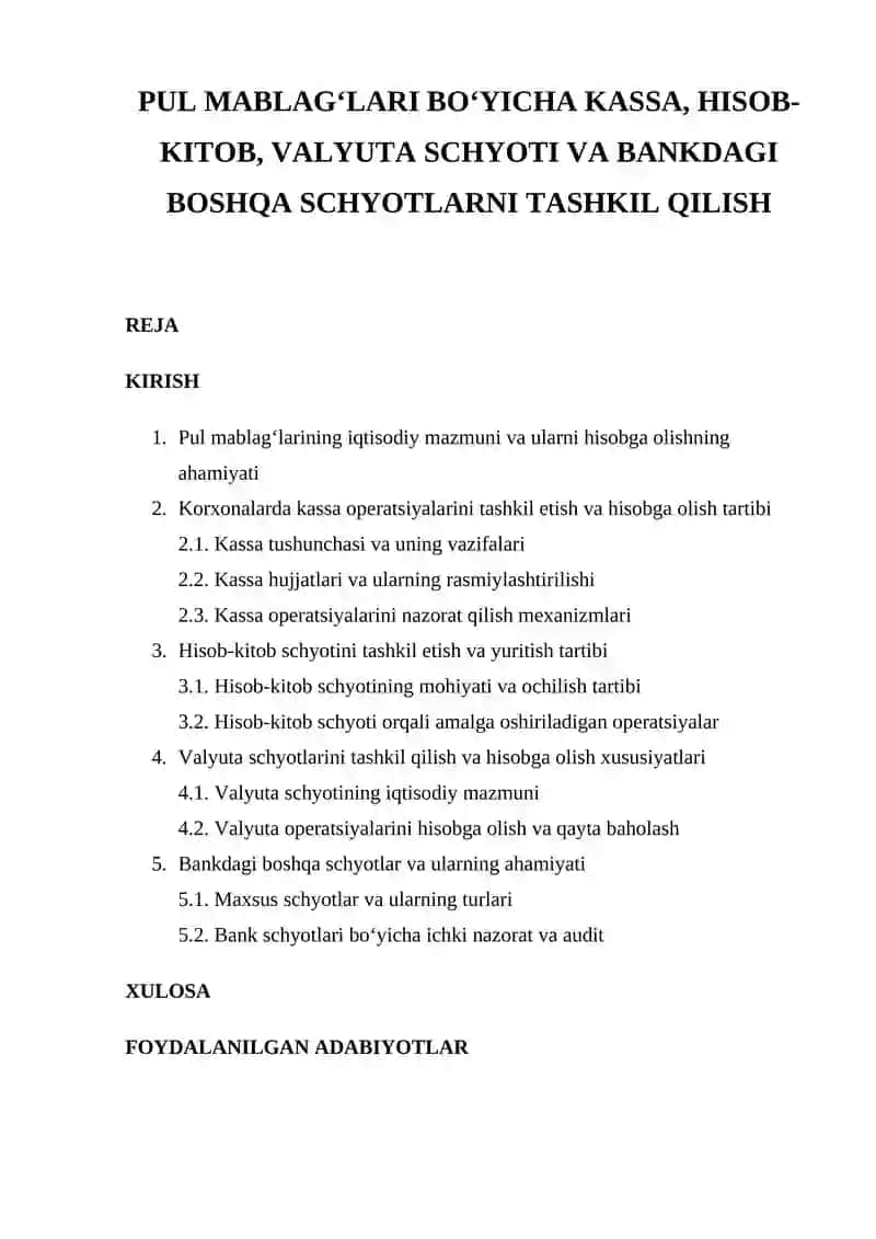 Pul mablag‘larining iqtisodiy mazmuni va ularni hisobga olishning ahamiyati