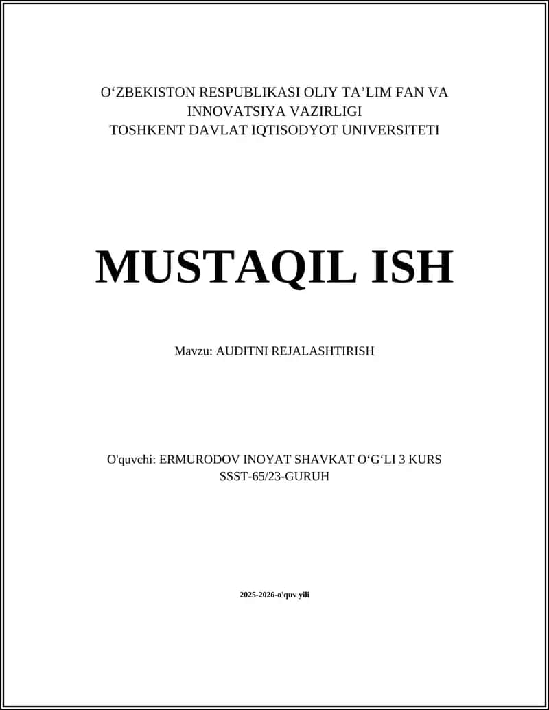 AUDITNI REJALASHTIRISH 1