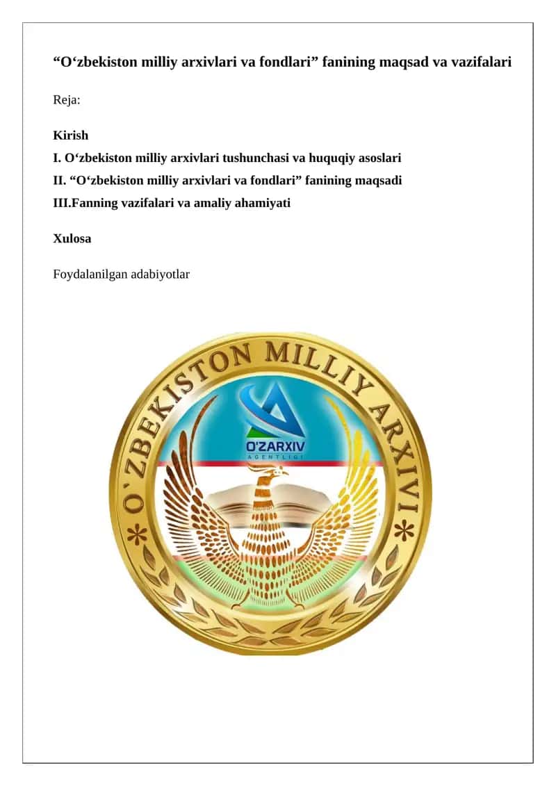 O‘zbekiston milliy arxivlari va fondlari 1