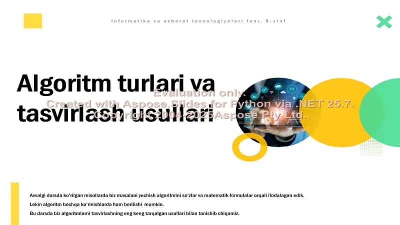 Algoritm turlari va tasvirlash usullari 1