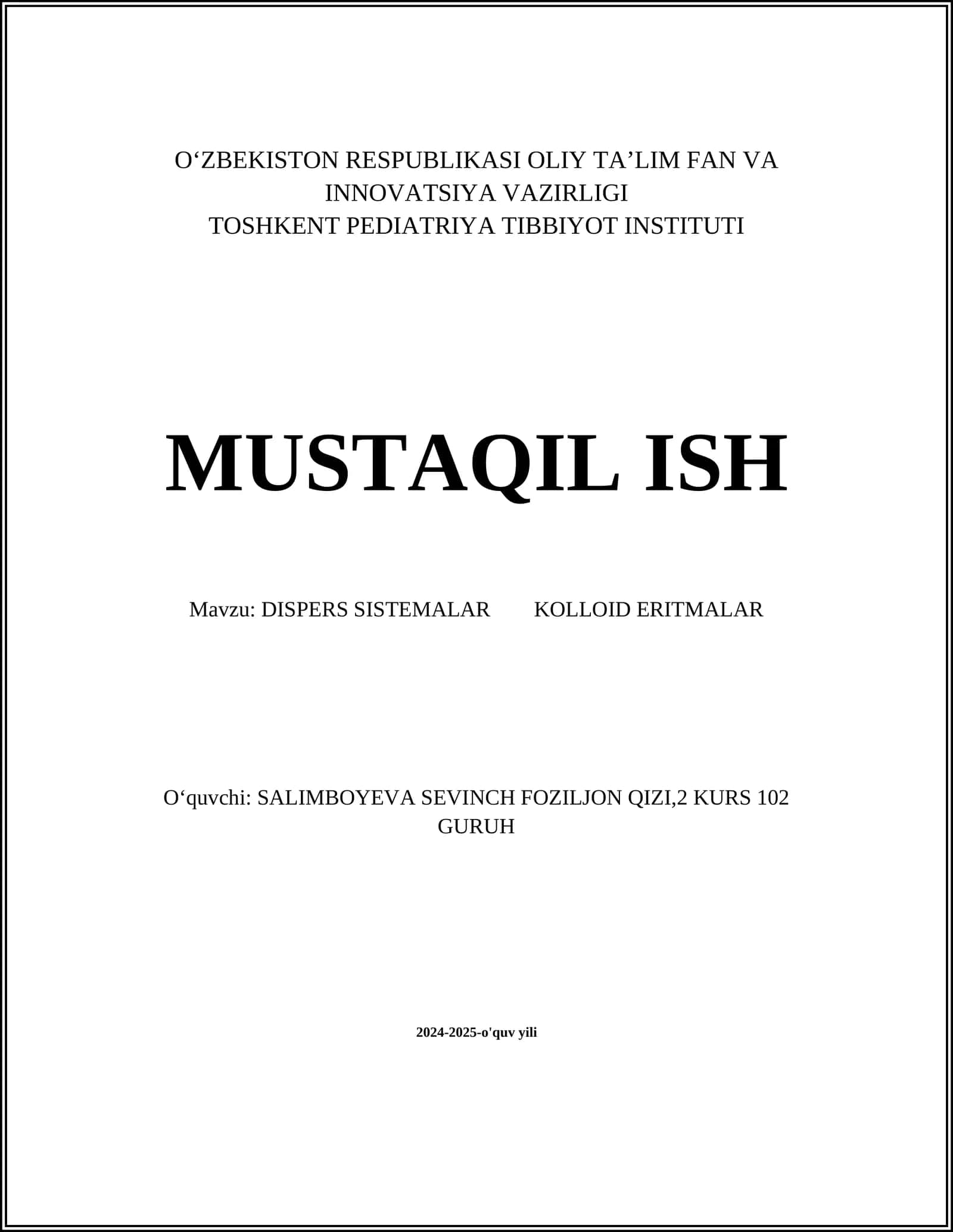 DISPERS SISTEMALAR KOLLOID ERITMALAR 1