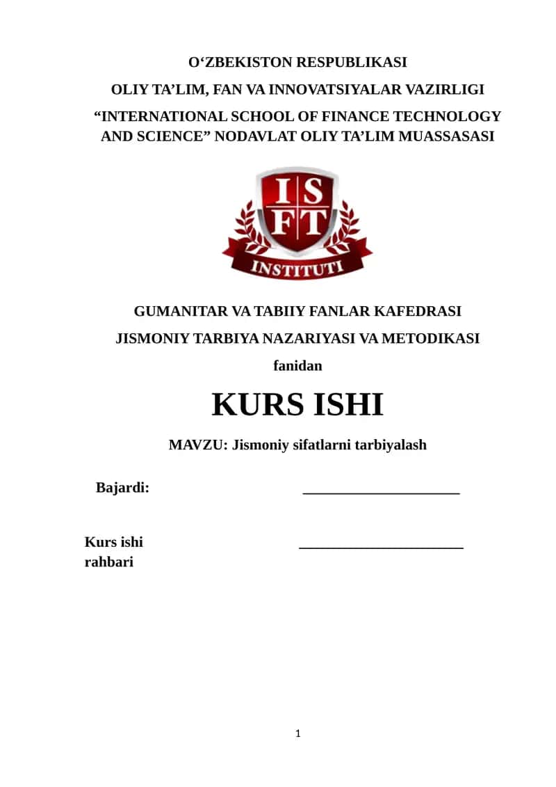 Jismoniy sifatlarni tarbiyalash 1