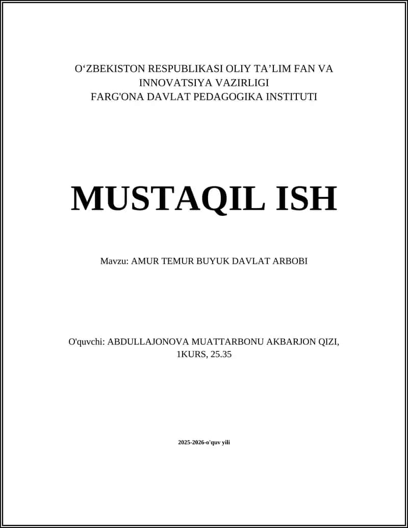 AMUR TEMUR BUYUK DAVLAT ARBOBI 1