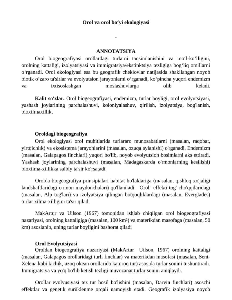 Orol va orol boʻyi ekologiyasi 1
